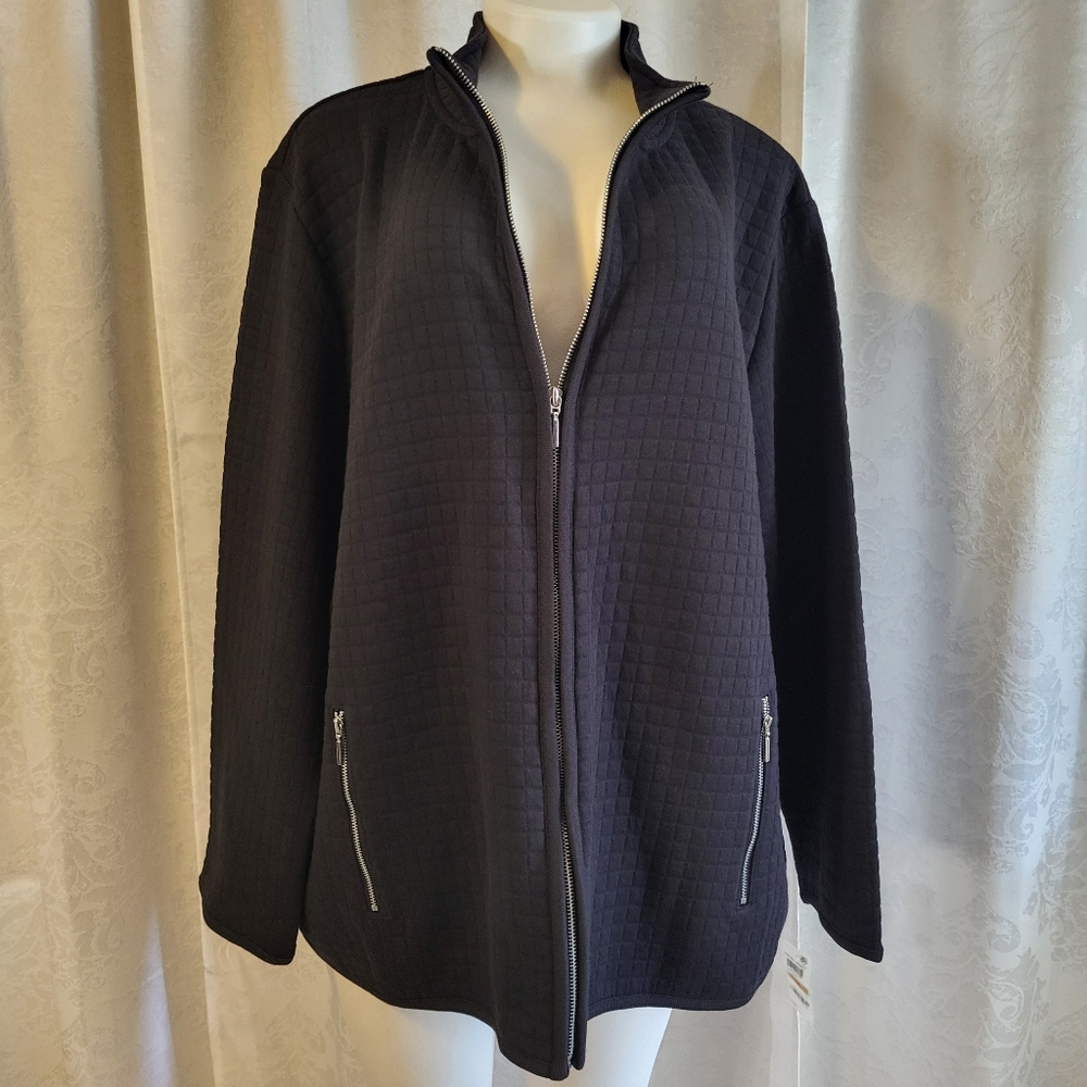 Karen Scott Women Sport Jacket, Plus Size 3x, Black, Comfy, Outerwear